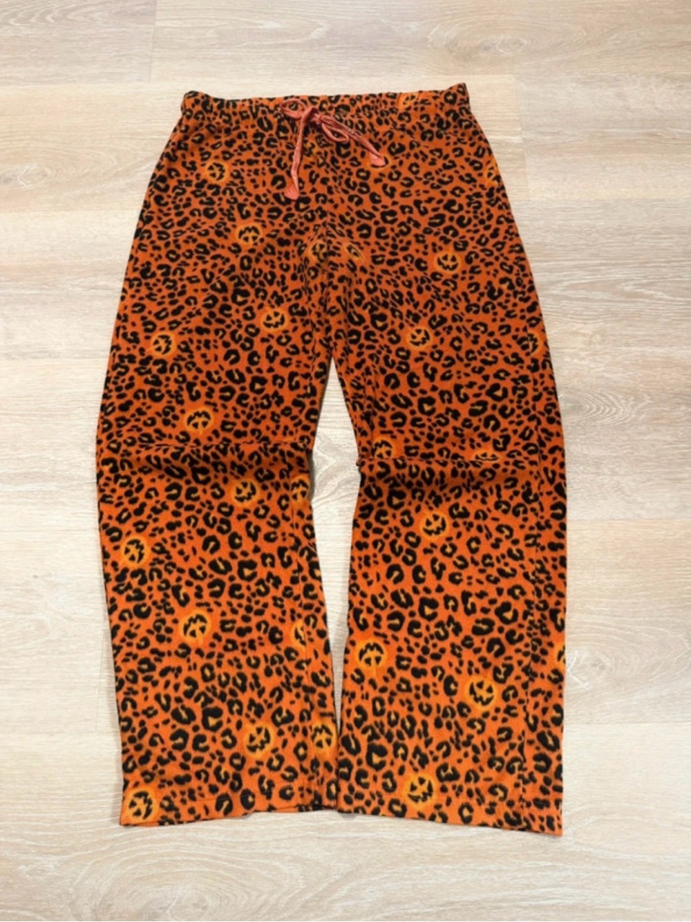 Women's Halloween Orange Leopard Print Sleep Pants - Cozy Lounge Bottoms 248